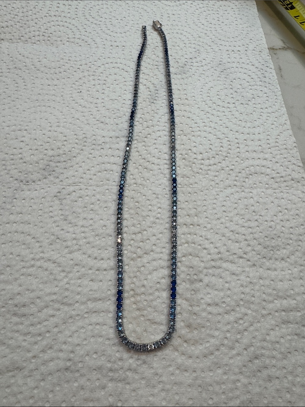 Source Unknown Blue Gradient Crystal Tennis Necklace